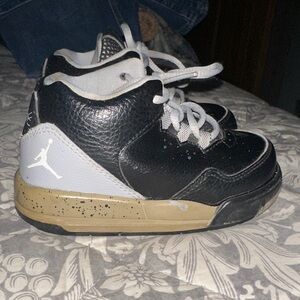 Nike Jordan 3’s Kids Black and White Sneakers with Gold Sole